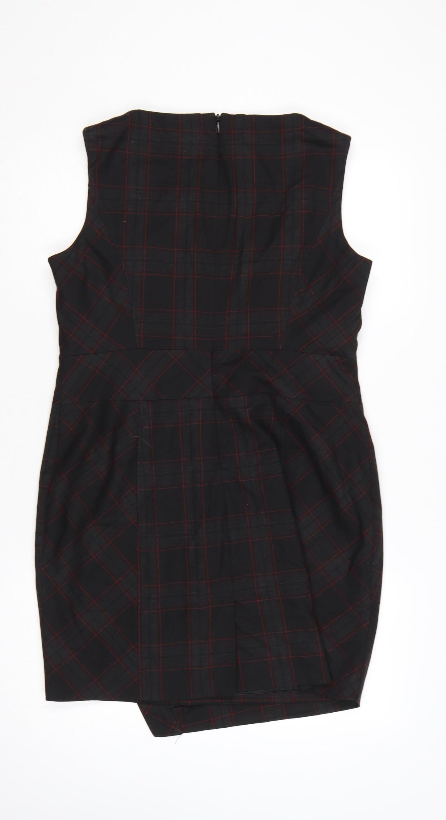 Next Women Black Check UK 16 Knee Length Sheath Workwear Dress