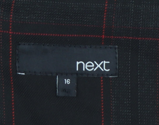 Next Women Black Check UK 16 Knee Length Sheath Workwear Dress
