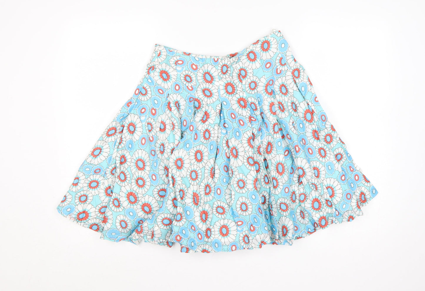 French Connection Women Blue Floral UK 8 A-Line Short Cotton Skirt