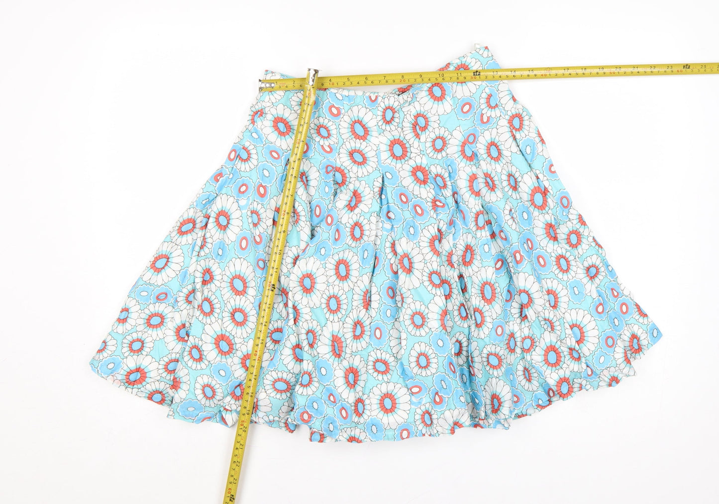 French Connection Women Blue Floral UK 8 A-Line Short Cotton Skirt