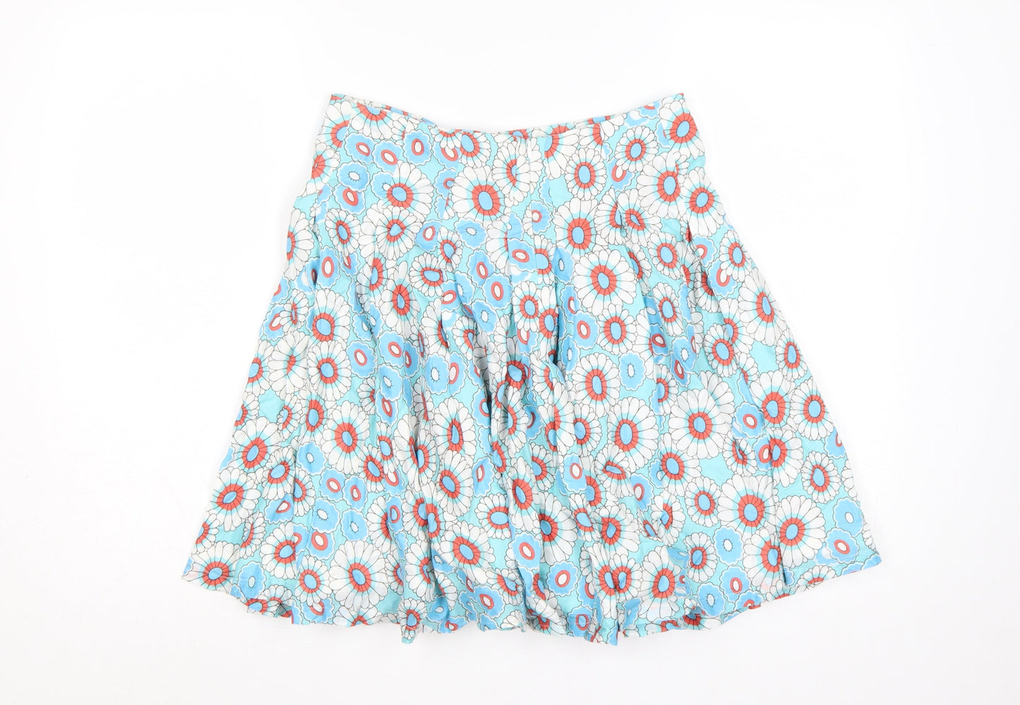 French Connection Women Blue Floral UK 8 A-Line Short Cotton Skirt