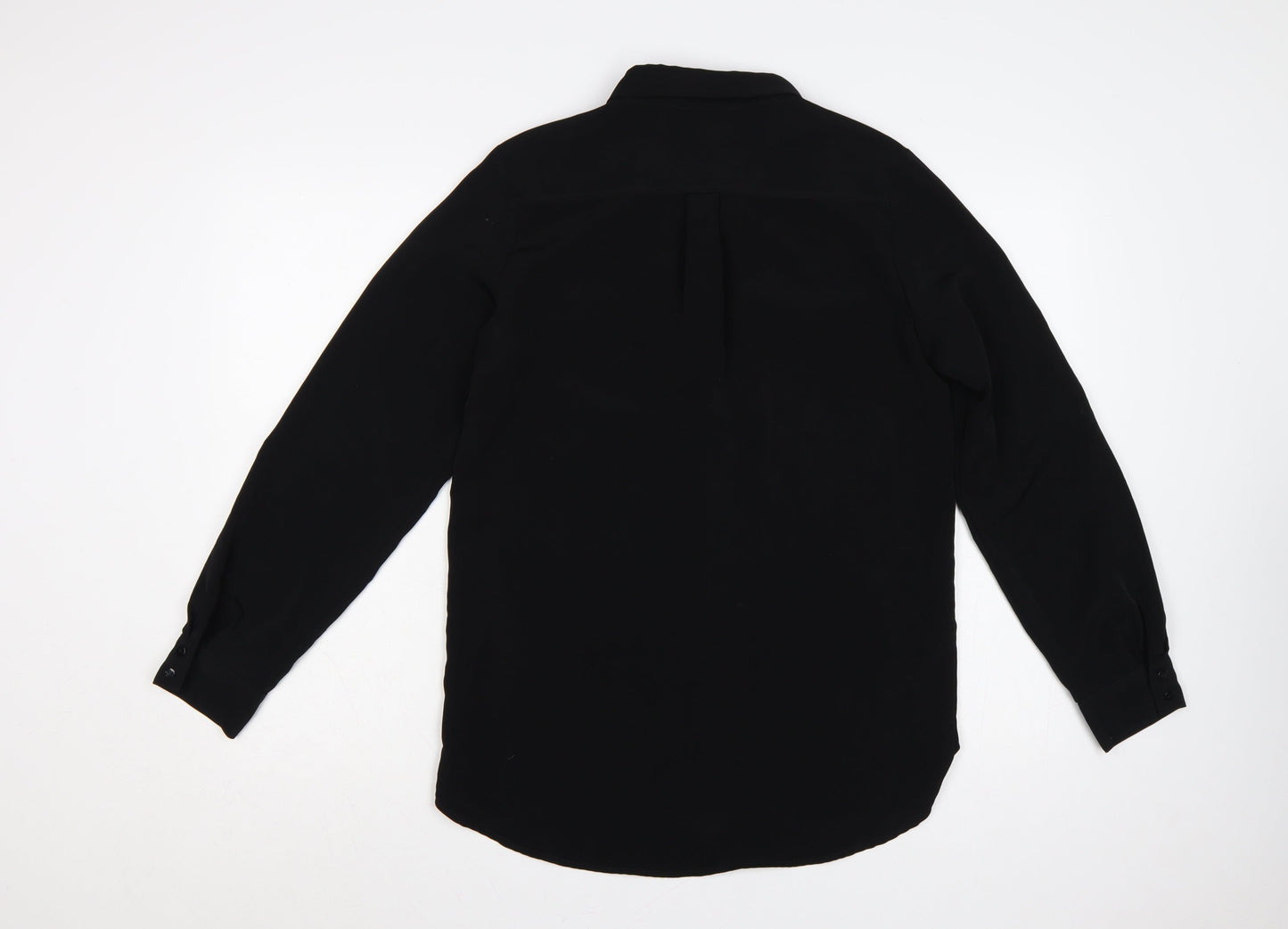 Next Women Black UK 10 Long Sleeve Collared Button-Up Shirt