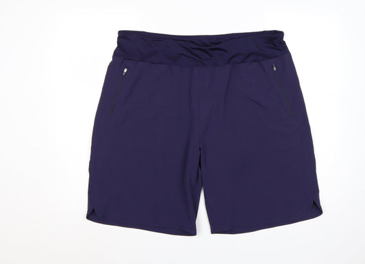 Prewornwholesale purple cropped slim fit active T-shirt with short sleeves and a high neckline.