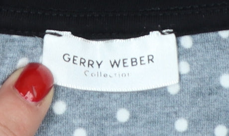 Gerry Weber Women Black UK 16 Floral Sequin Long Sleeve Jersey Top