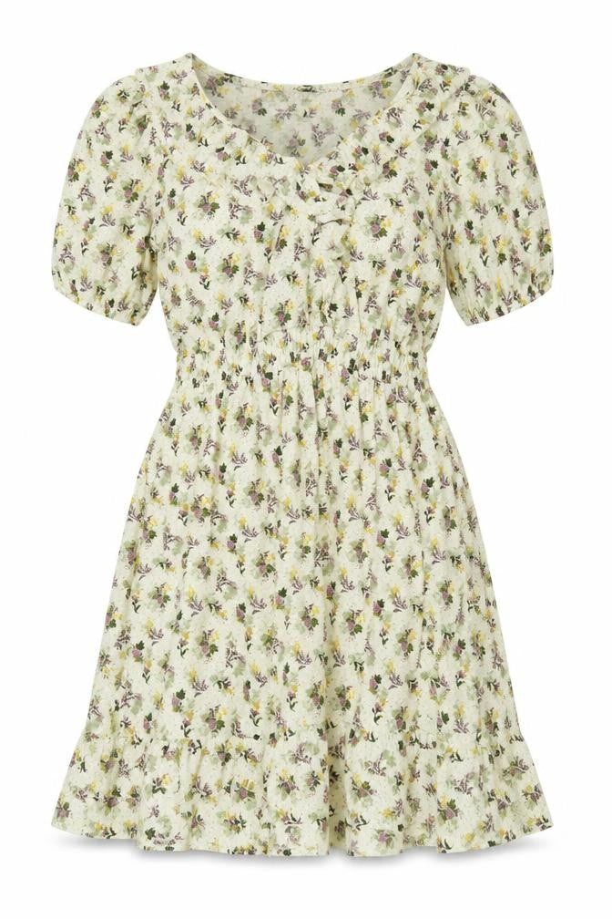Next Women Green Floral UK 12 Fit & Flare Knee Length Smocked Dress