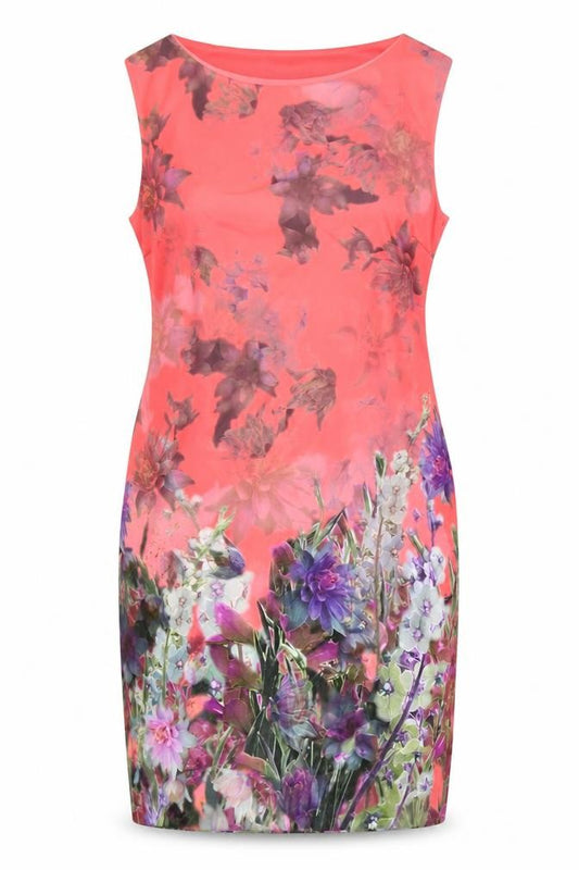 M&S Per Una Women Pink Floral Sheath Dress UK 20 Knee Length