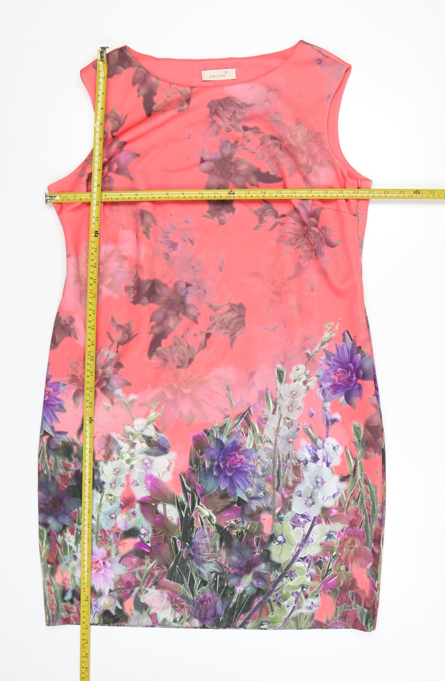 M&S Per Una Women Pink Floral Sheath Dress UK 20 Knee Length