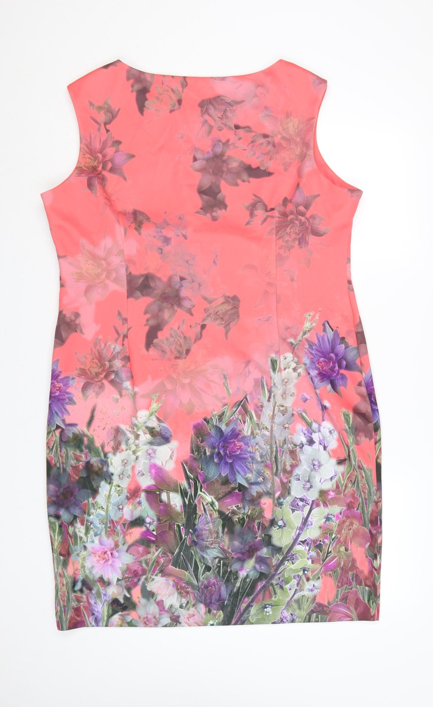 M&S Per Una Women Pink Floral Sheath Dress UK 20 Knee Length