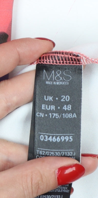 M&S Per Una Women Pink Floral Sheath Dress UK 20 Knee Length