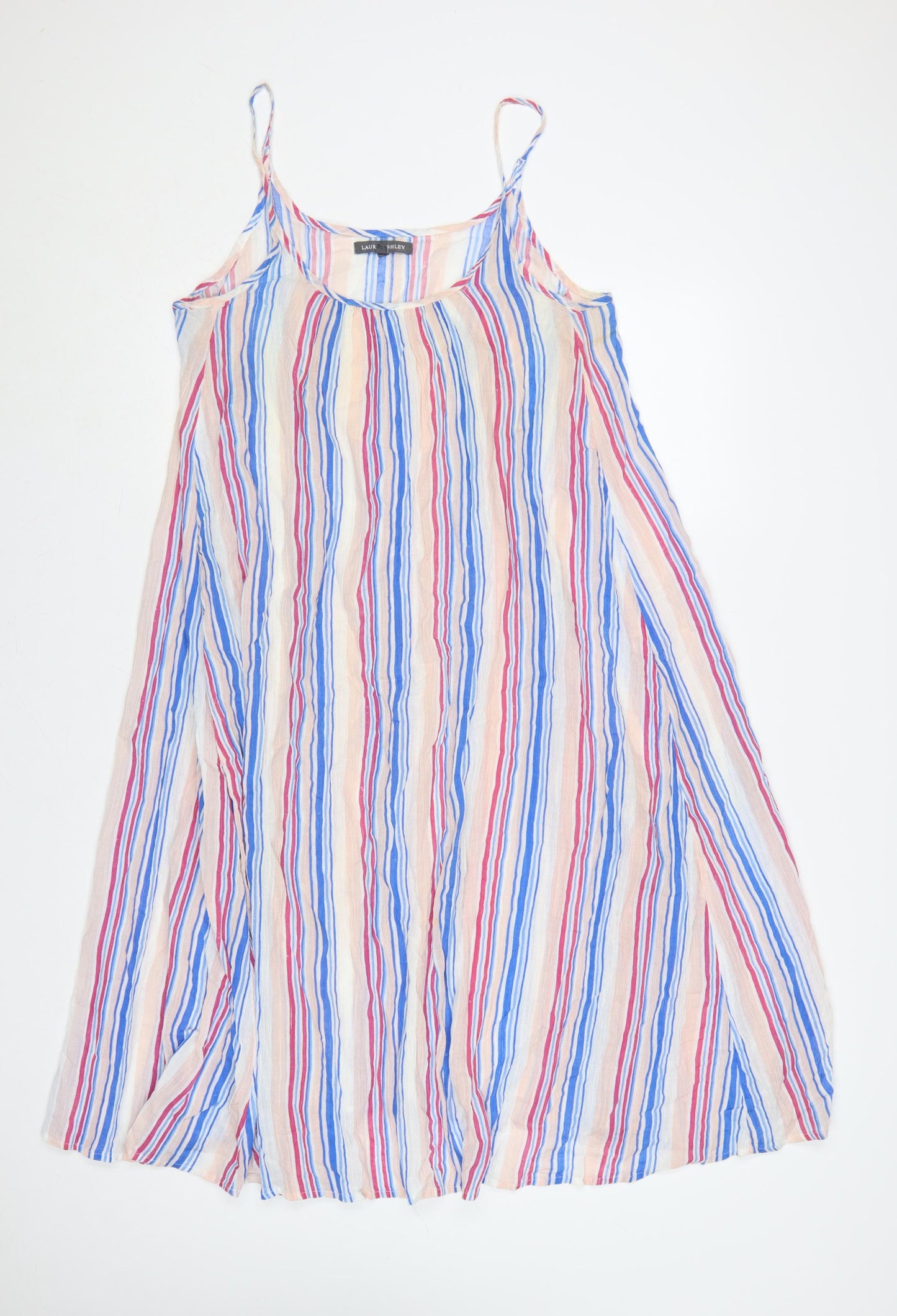Laura Ashley Women Multicoloured Stripe Cold Shoulder Swing Dress S
