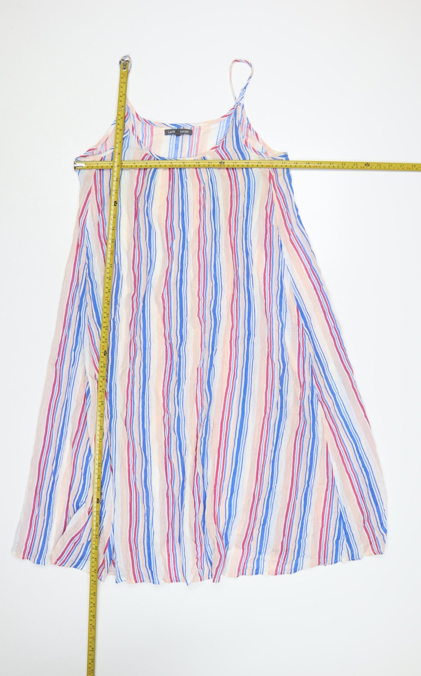 Laura Ashley Women Multicoloured Stripe Cold Shoulder Swing Dress S