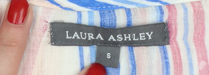 Laura Ashley Women Multicoloured Stripe Cold Shoulder Swing Dress S