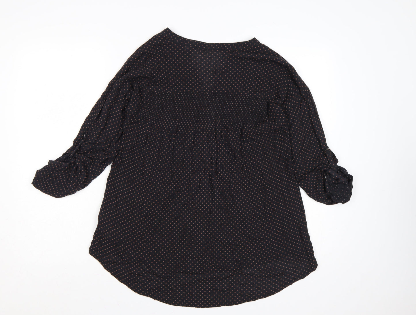 FatFace Women's Black V-Neck 3/4 Sleeve Viscose Tunic Blouse UK 8
