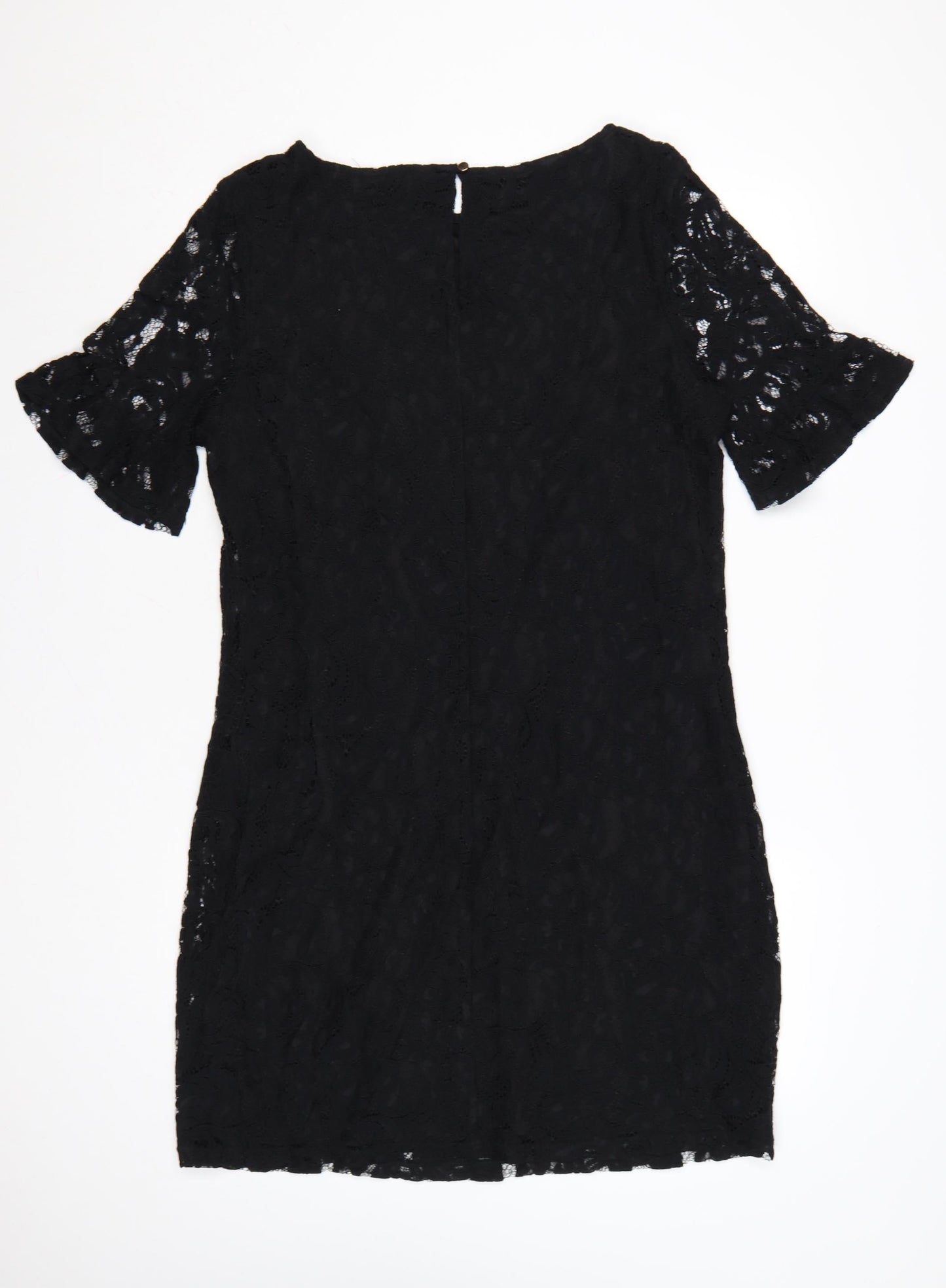 Dorothy Perkins Women’s Black Lace Bodycon Dress UK 16 Bell Sleeve