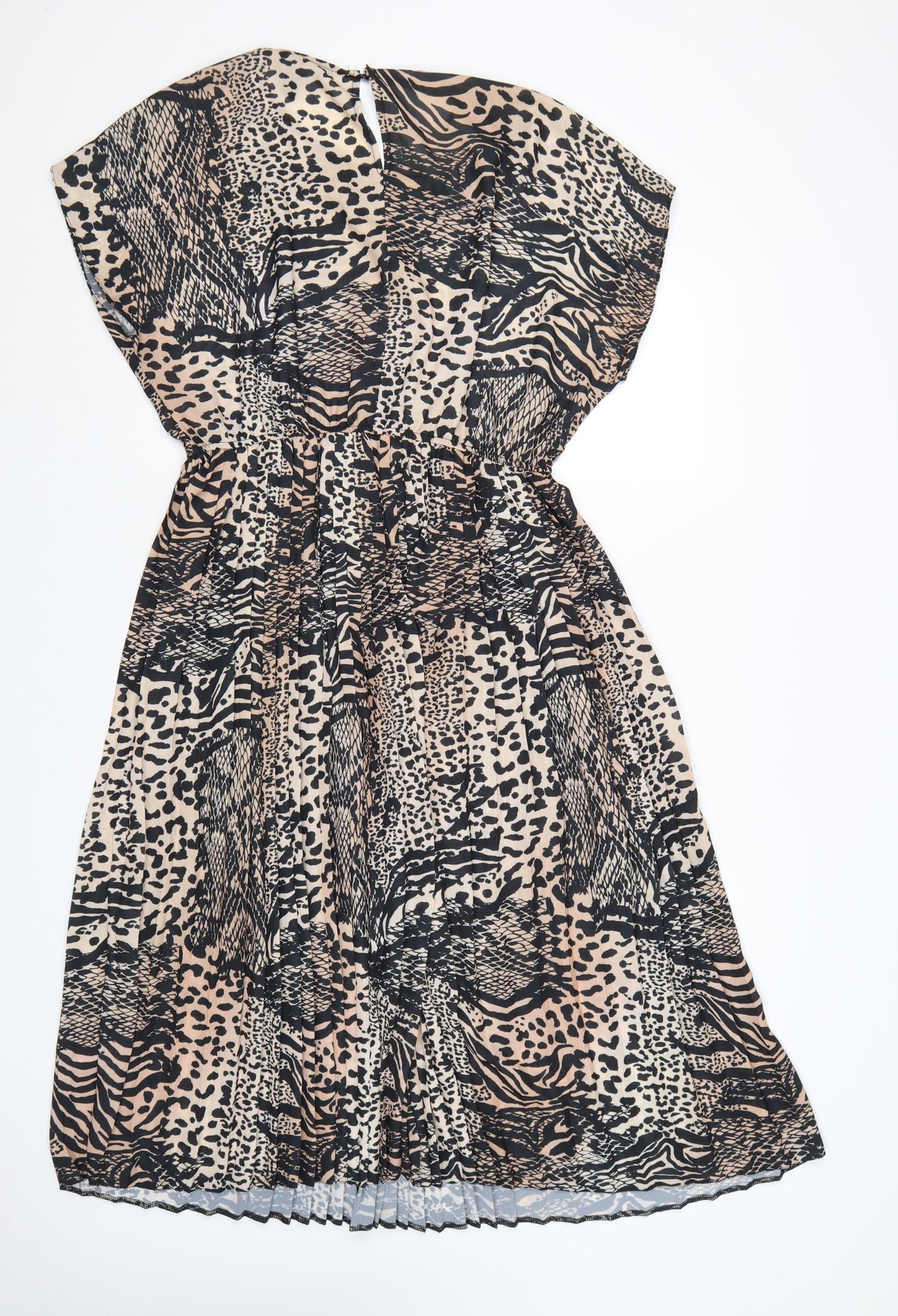 New Look Women’s Beige Black Animal Print Midi Fit & Flare Dress UK 18