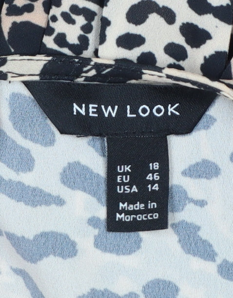 New Look Women’s Beige Black Animal Print Midi Fit & Flare Dress UK 18