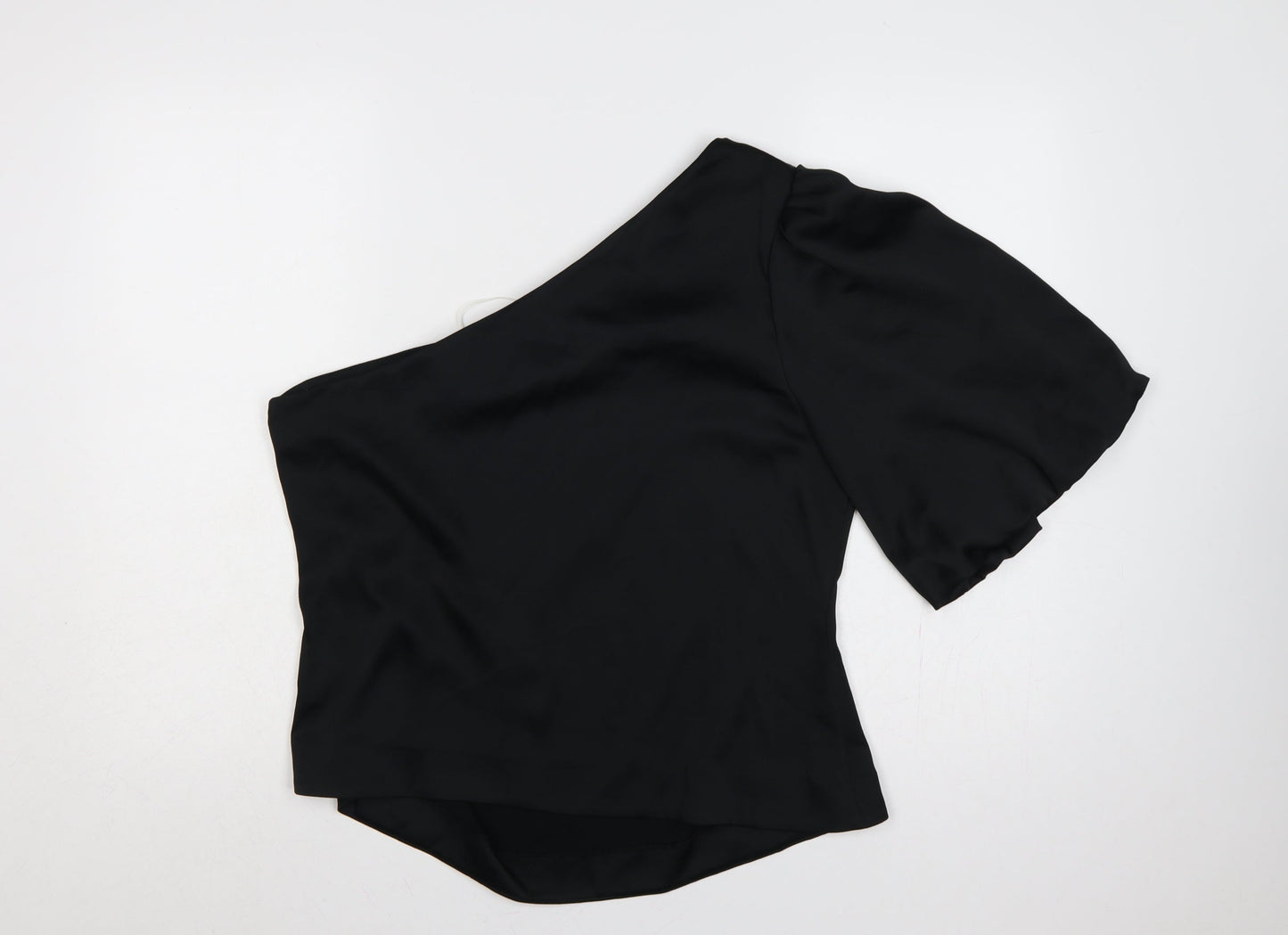 Marks and Spencer Women Black Size 16 One Shoulder Wrap Blouse