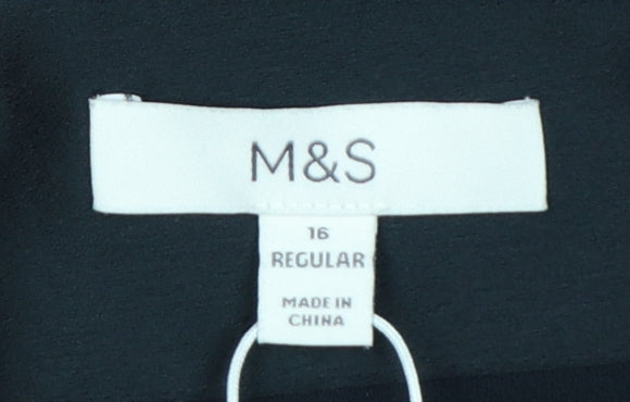 Marks and Spencer Women Black Size 16 One Shoulder Wrap Blouse