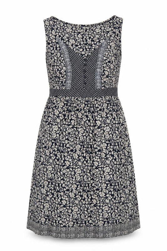 Fat Face Women Black Ivory UK 14 Floral Knee Length Fit & Flare Dress