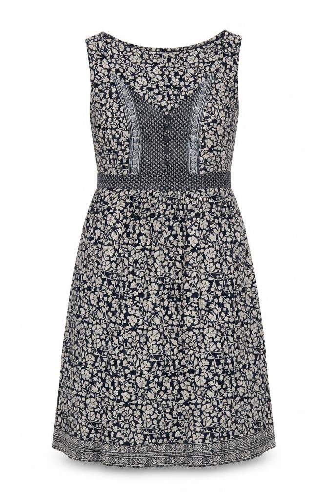 FatFace Women Black Ivory UK 14 Floral Knee Length Fit & Flare Dress