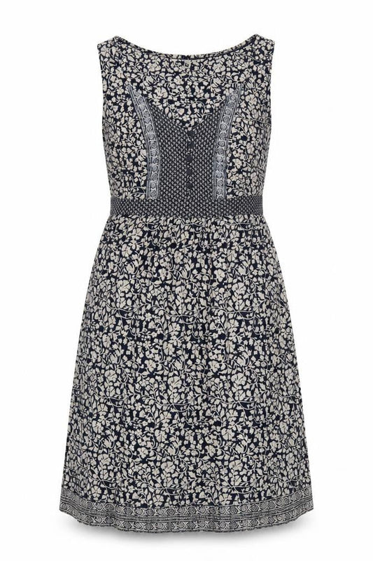 FatFace Women Black Ivory UK 14 Floral Knee Length Fit & Flare Dress