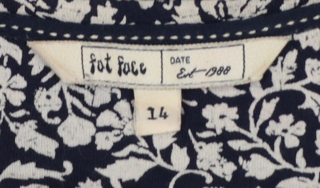 Fat Face Women Black Ivory UK 14 Floral Knee Length Fit & Flare Dress
