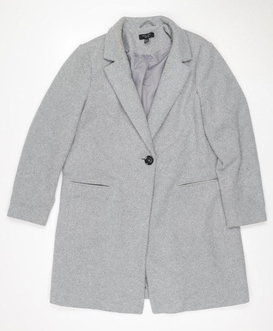 New Look Petite Women’s Grey Wool Blend Single-Breasted Coat UK 12