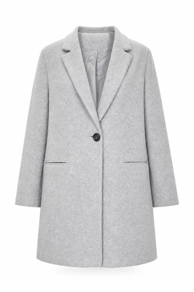 New Look Petite Women’s Grey Wool Blend Single-Breasted Coat UK 12