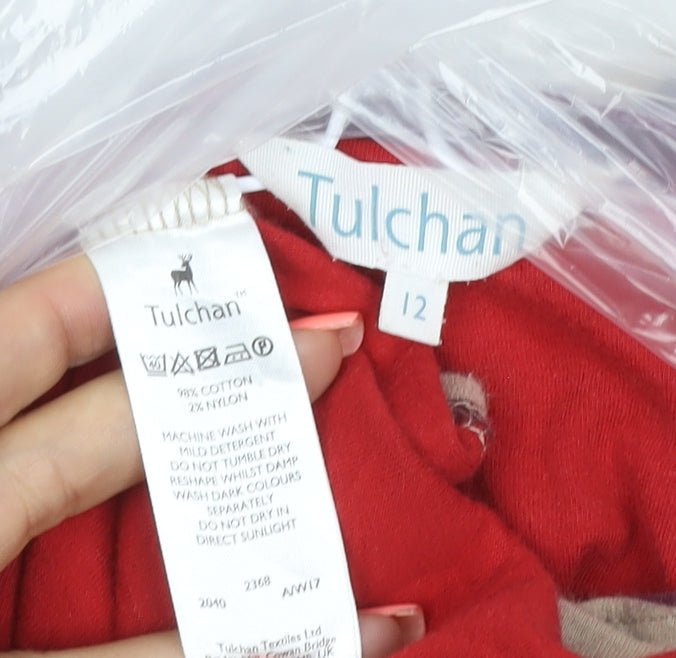 Tulchan Women’s Multicoloured Stripe Jersey Boat Neck Top UK 12