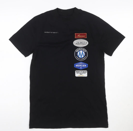 Mercier Men's Black XS Crew Neck Logo Patch Short Sleeve T-Shirt