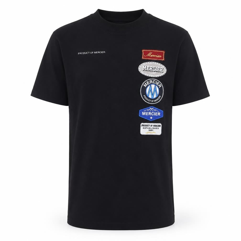 Mercier Men's Black XS Crew Neck Logo Patch Short Sleeve T-Shirt