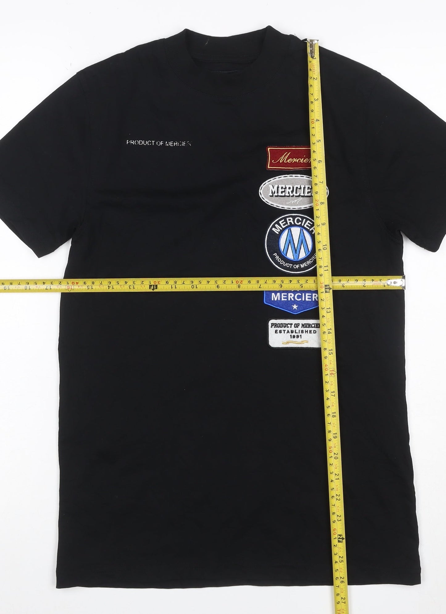 Mercier Men's Black XS Crew Neck Logo Patch Short Sleeve T-Shirt