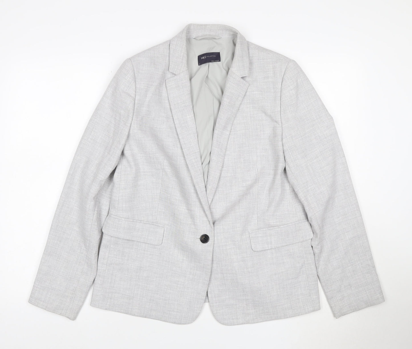 Marks and Spencer Women's Grey UK 12 Lined Single-Breasted Blazer