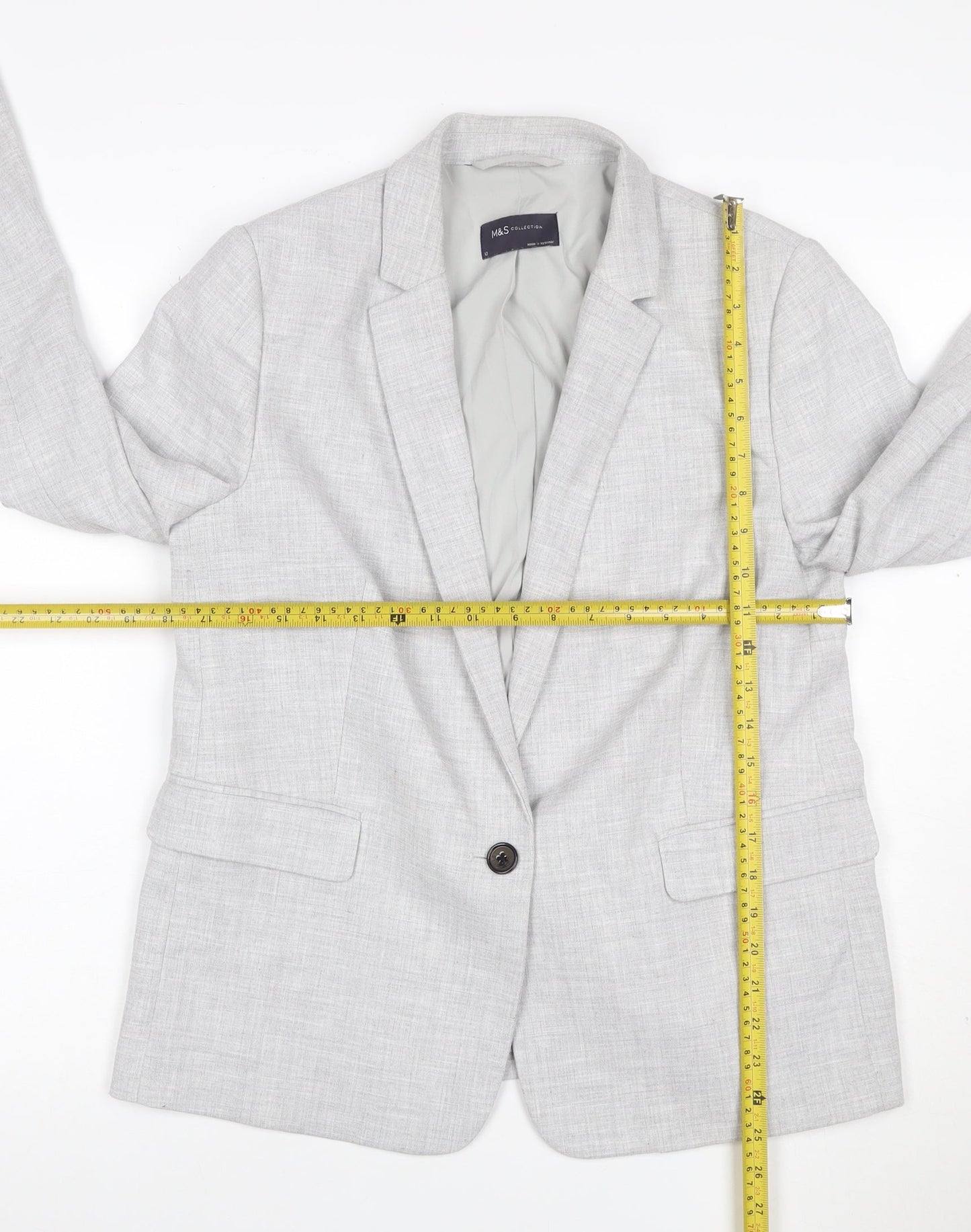 Marks and Spencer Women's Grey UK 12 Lined Single-Breasted Blazer