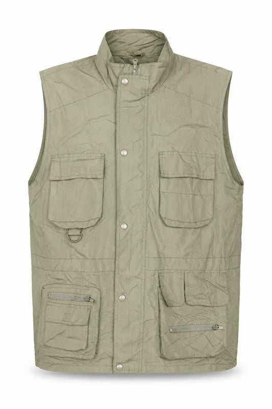 Kingston Menswear Men’s Green L Military Utility Waistcoat Pockets