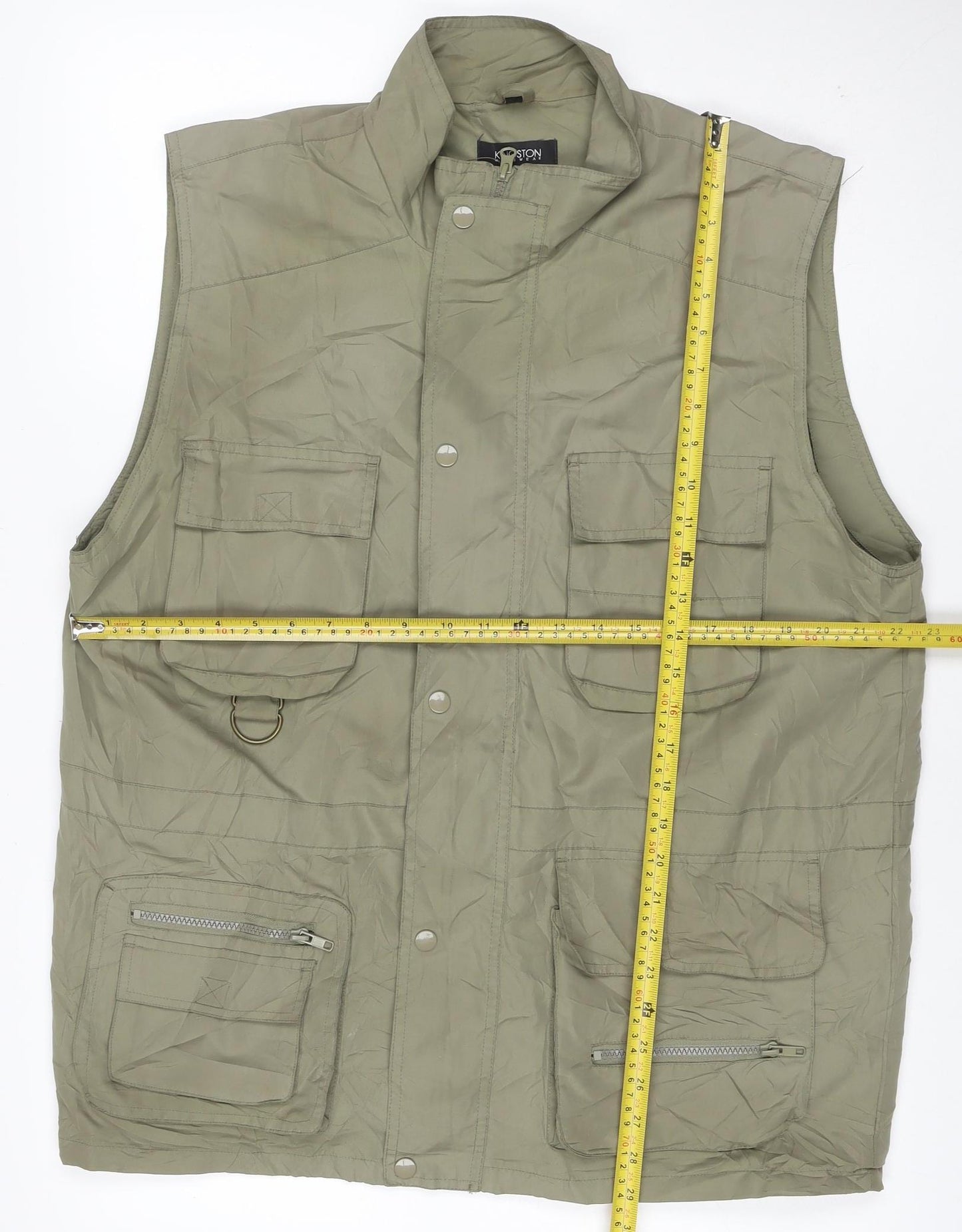Kingston Menswear Men’s Green L Military Utility Waistcoat Pockets