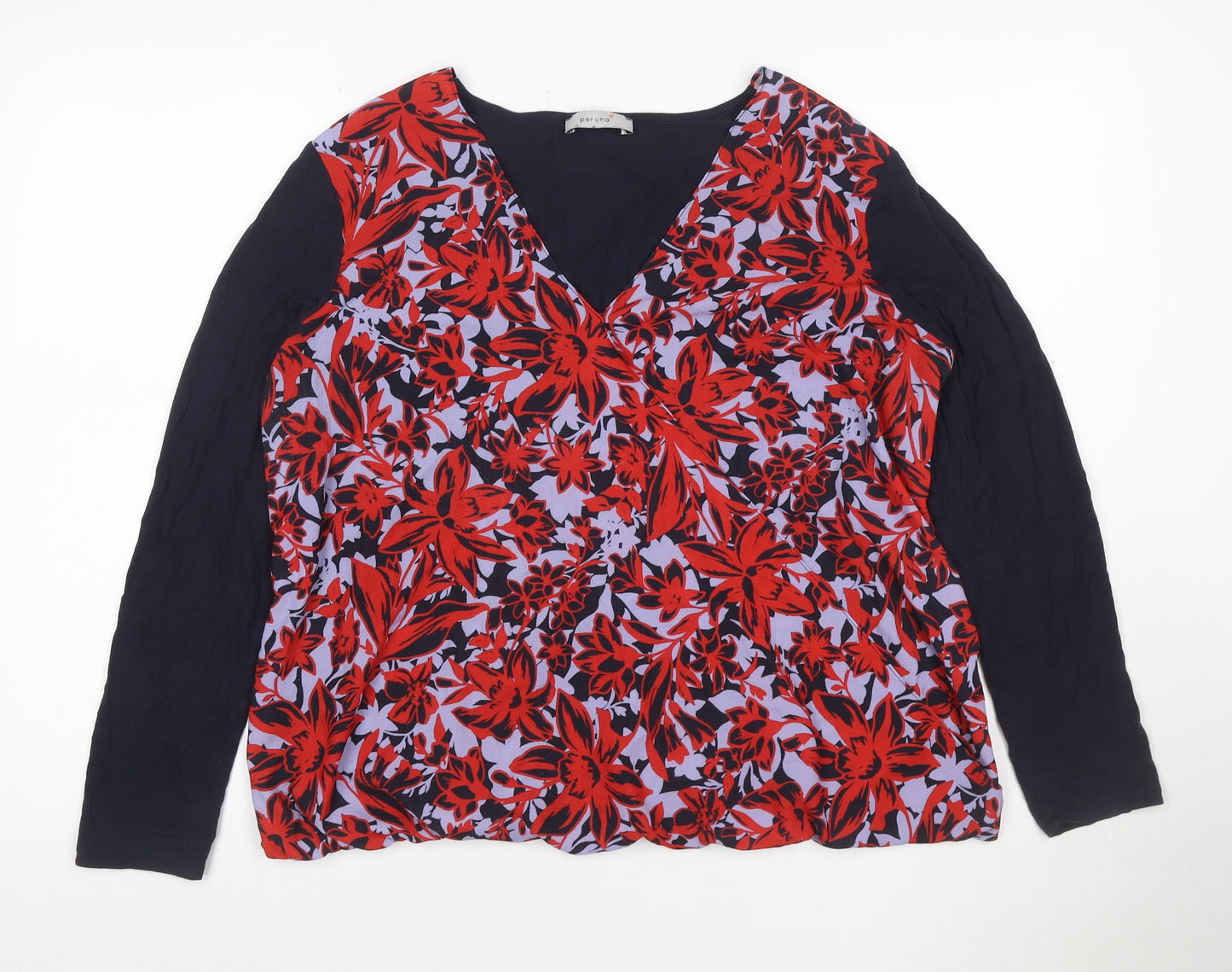 Marks and Spencer Women Multicoloured UK 16 Floral Wrap Blouse Long Sleeve