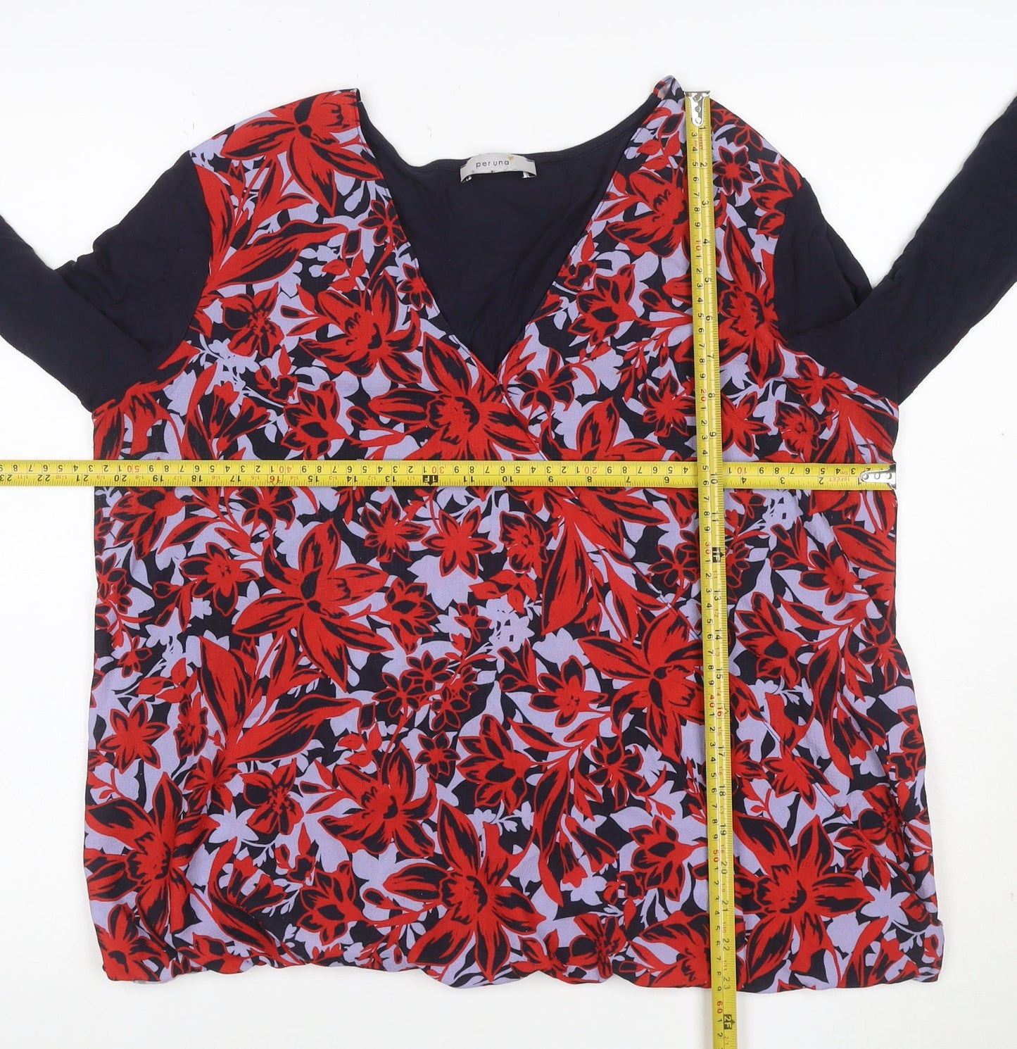 Marks and Spencer Women Multicoloured UK 16 Floral Wrap Blouse Long Sleeve