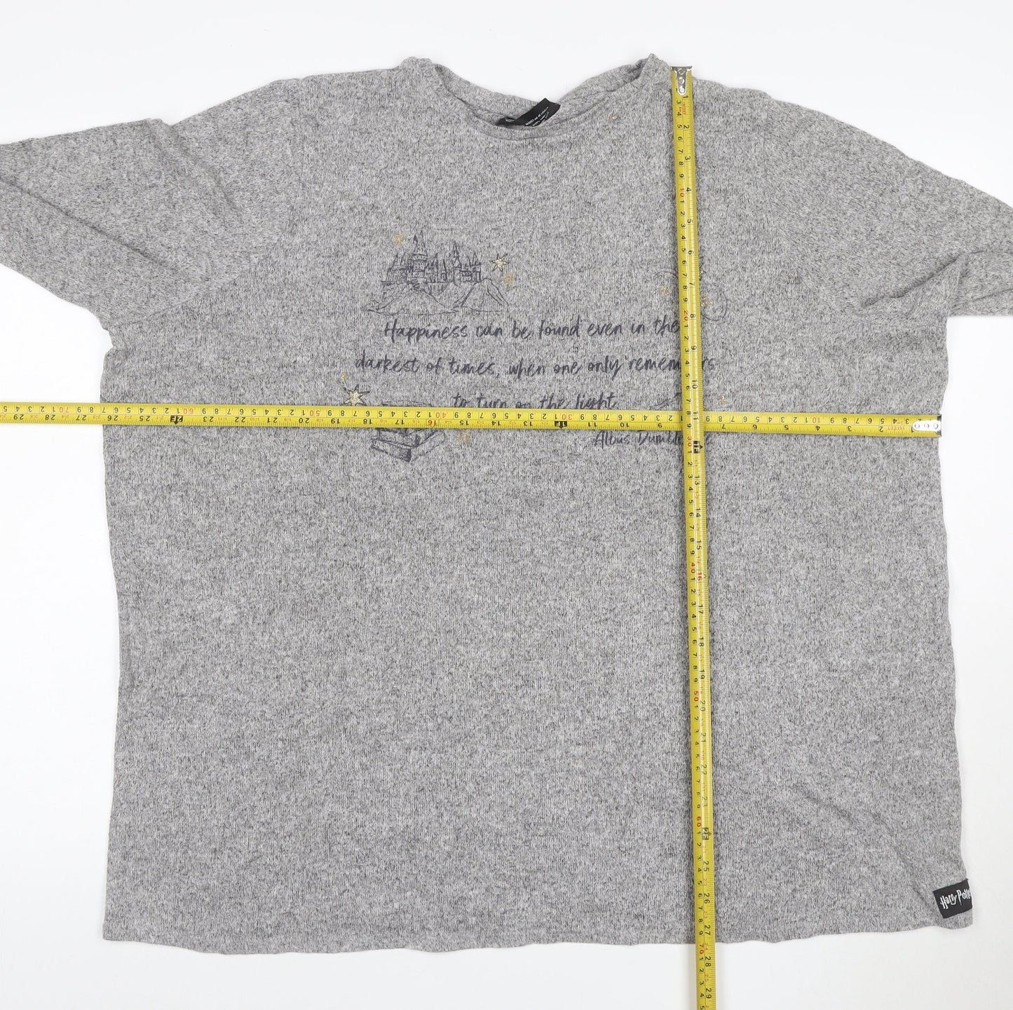 Harry Potter Women’s Grey Size 20 Hogwarts Quote 3/4 Sleeve Knit Top