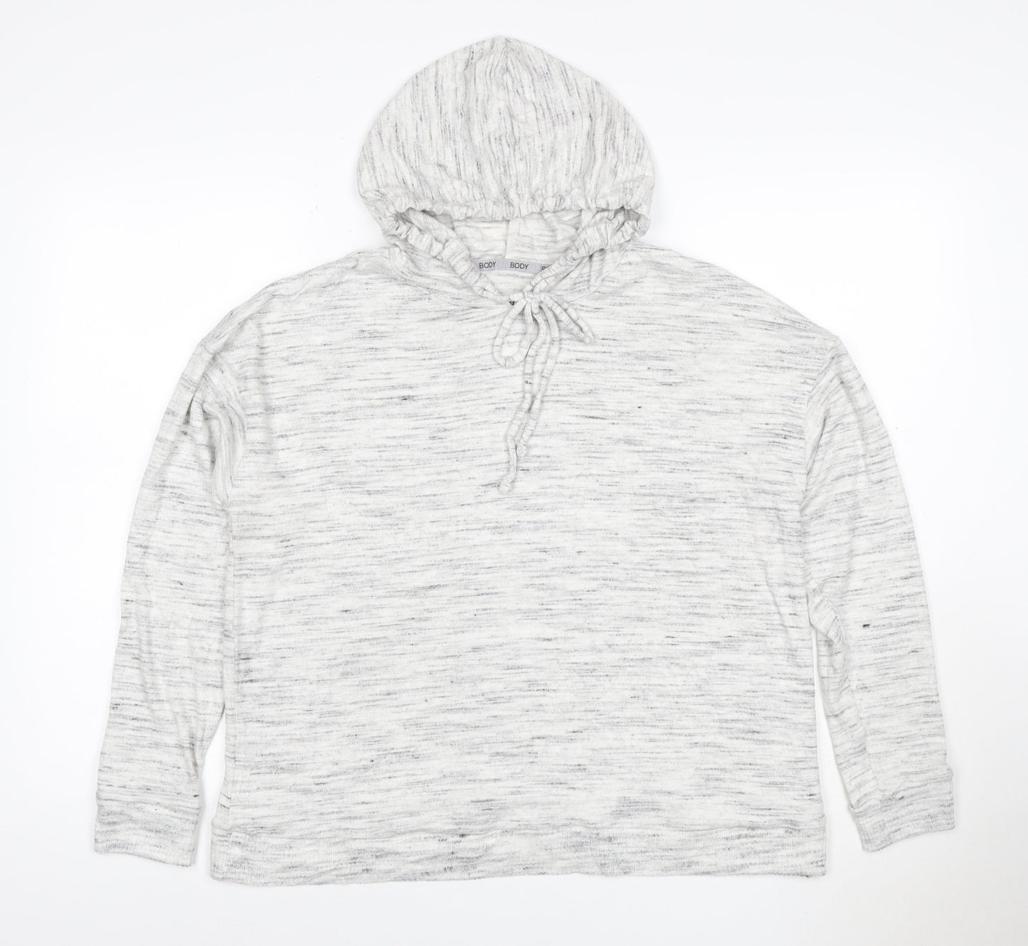 BODY Women Grey Size 14 Marl Hoodie Drawstring Pockets