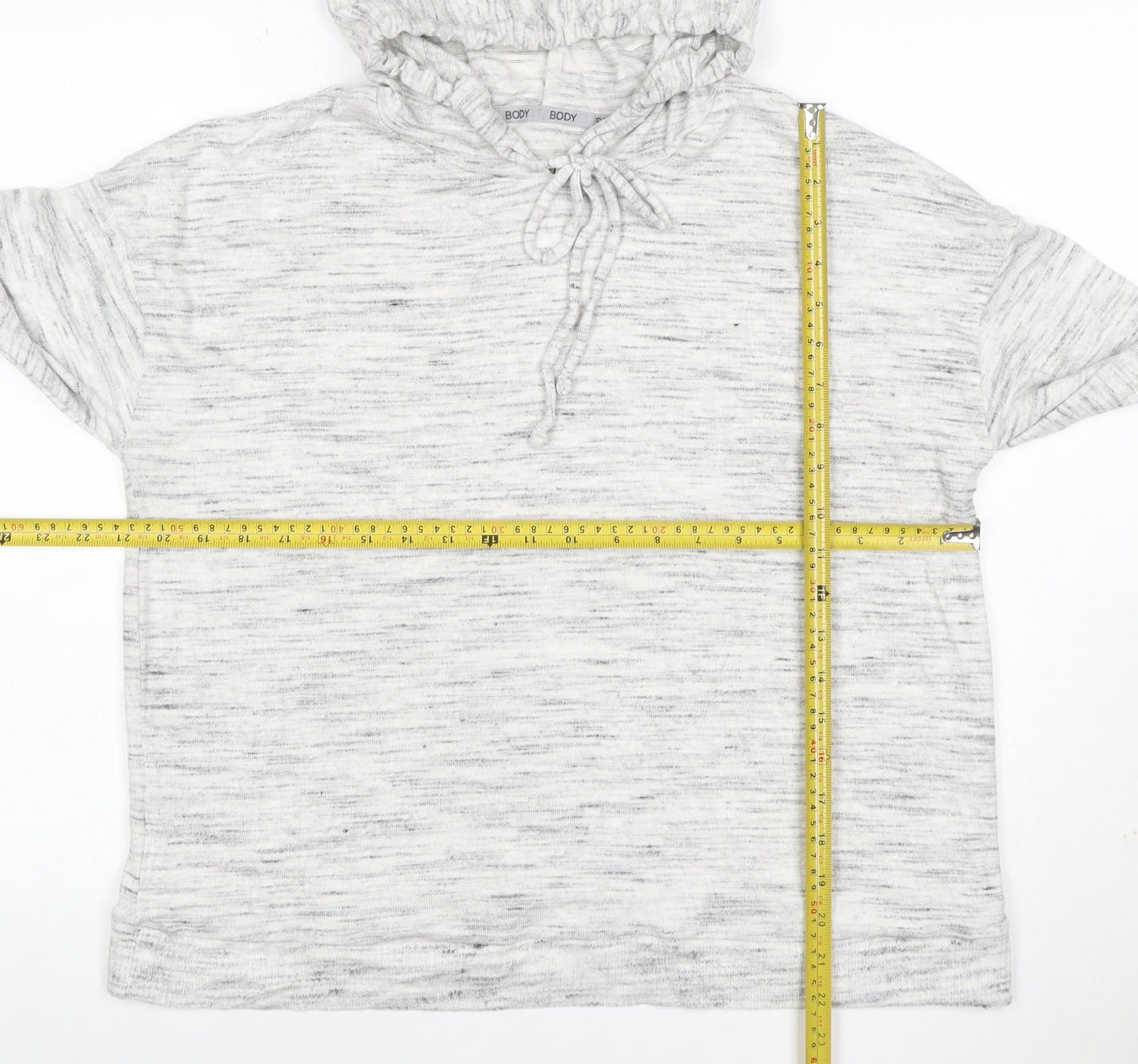 BODY Women Grey Size 14 Marl Hoodie Drawstring Pockets