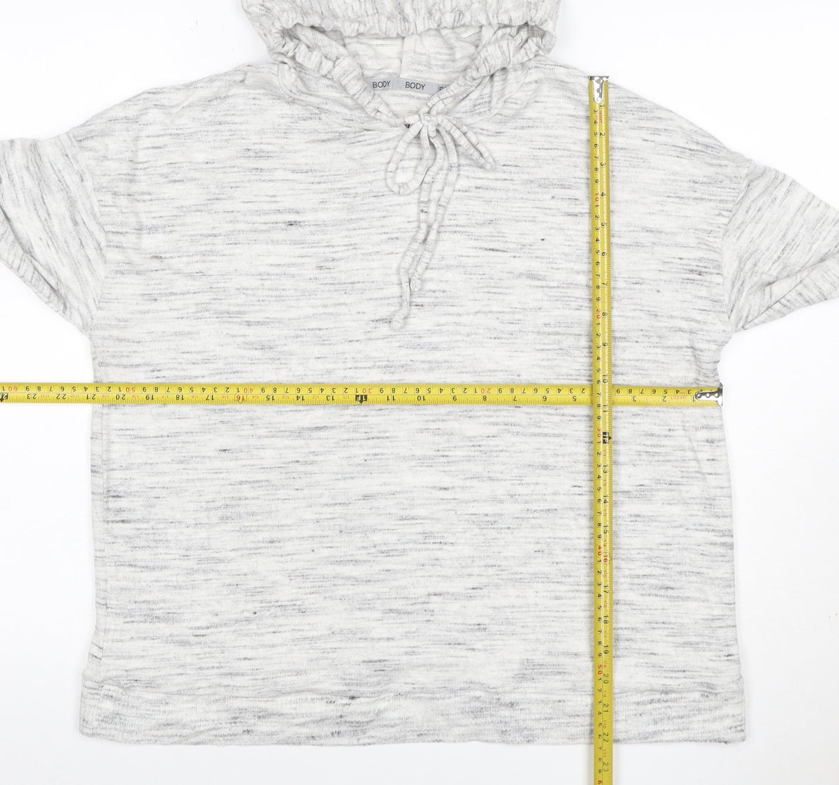 BODY Women Grey Size 14 Marl Hoodie Drawstring Pockets
