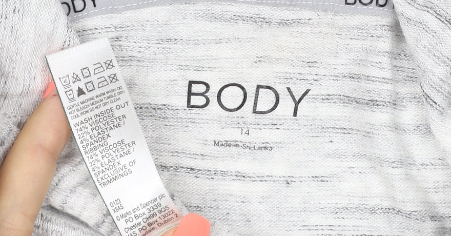 BODY Women Grey Size 14 Marl Hoodie Drawstring Pockets