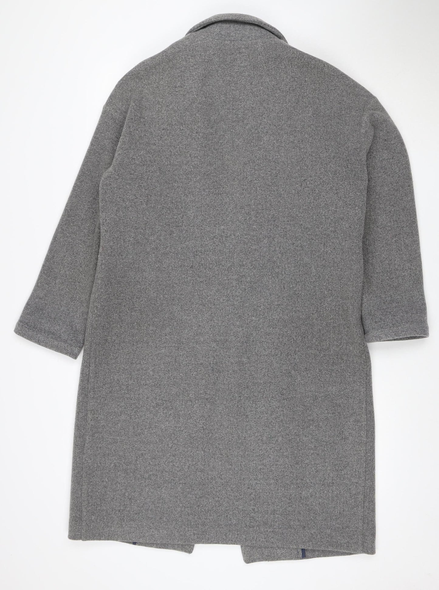 Topshop Women Grey UK 10 Long Wool Blend Overcoat Snap Front Pockets