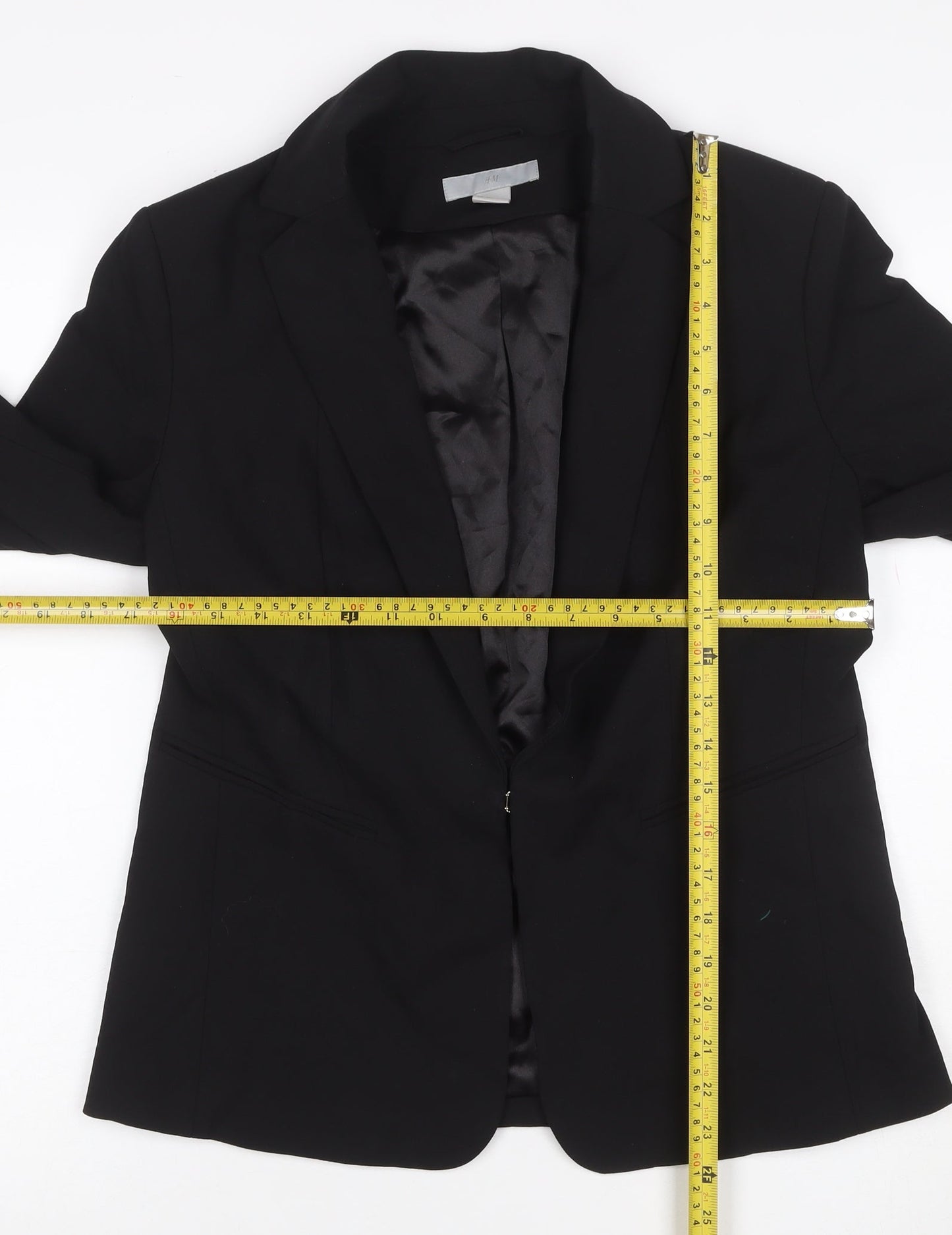 H&M Women’s Black UK 14 Slim Fit Lined Single Button Blazer