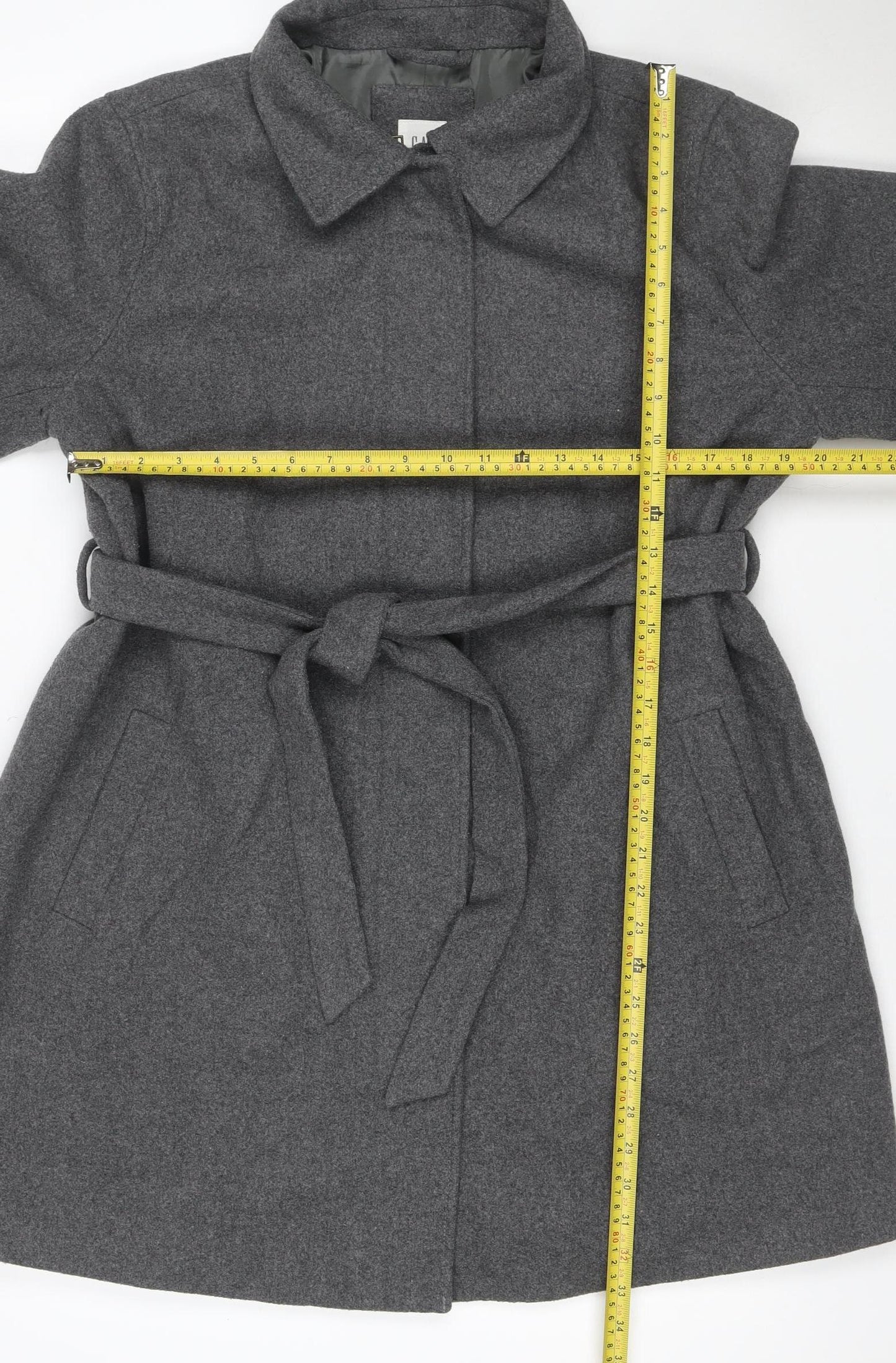 Gap Women’s Grey Wool Blend Belted Overcoat XL Lined