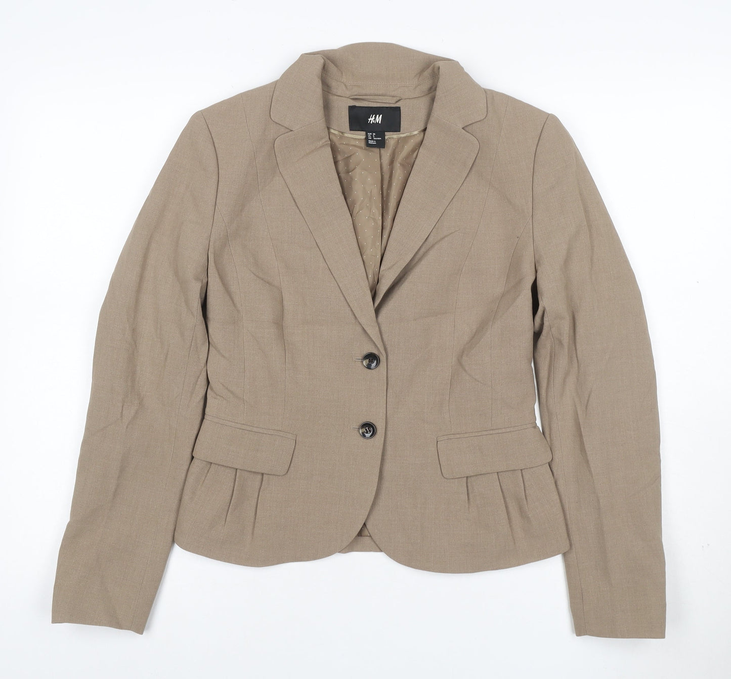 H&M Women’s Beige UK 10 Tailored Single-Breasted Blazer Jacket