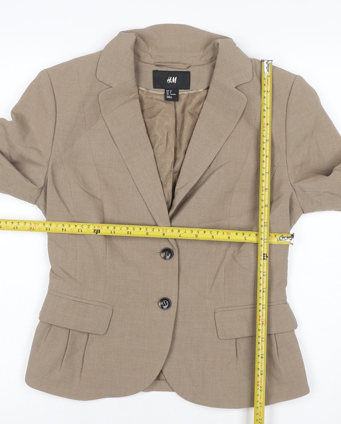 H&M Women’s Beige UK 10 Tailored Single-Breasted Blazer Jacket