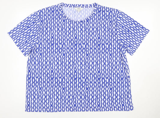 Marks and Spencer Women Blue Geometric Relaxed Jersey T-Shirt UK 18