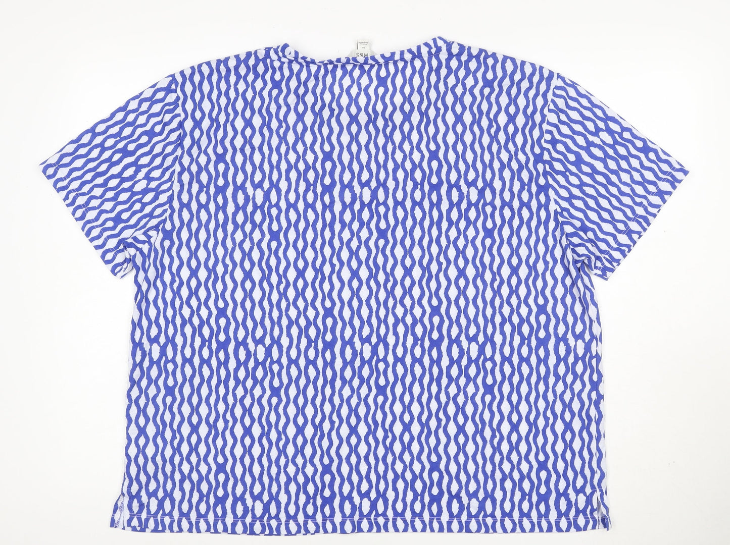 Marks and Spencer Women Blue Geometric Relaxed Jersey T-Shirt UK 18
